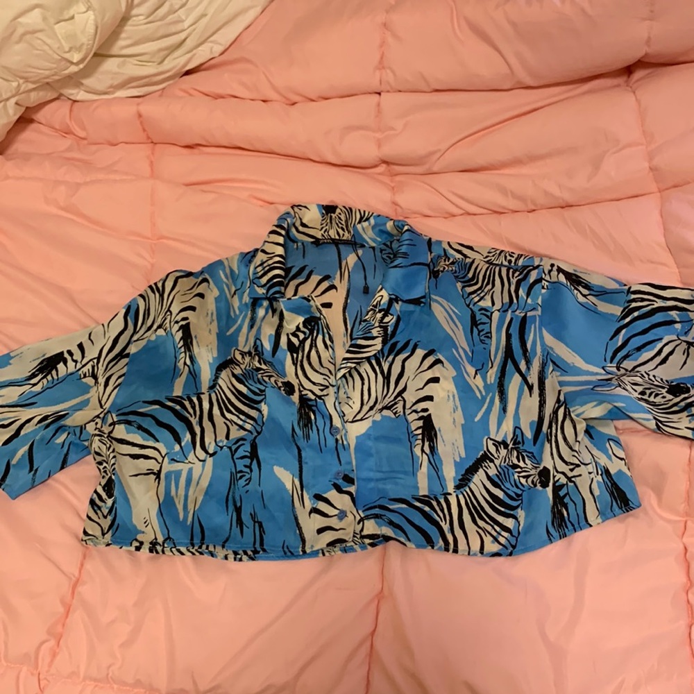 Zara cropped silk shirt